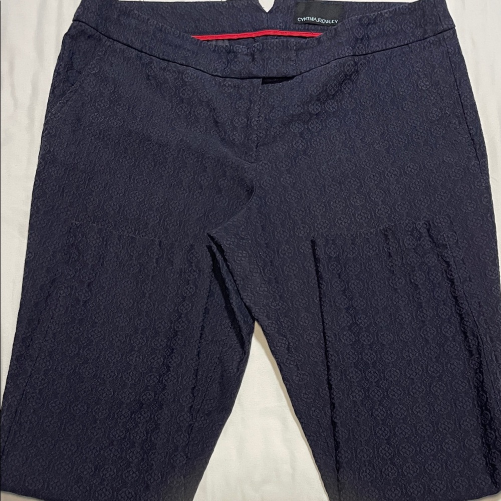 Cynthia Rowley Navy Textured Trousers